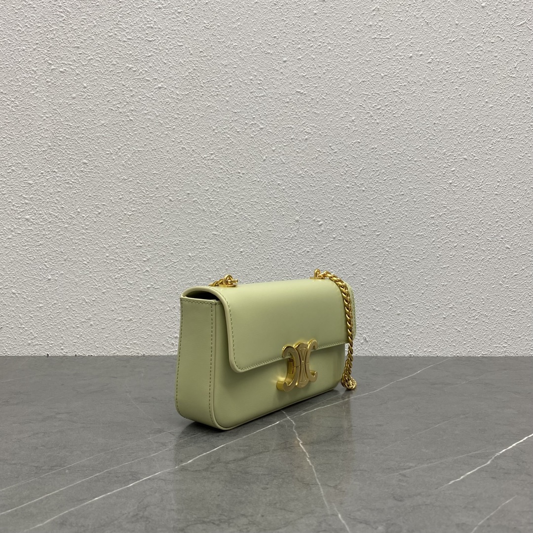 Celine Chain Shoulder Bag Claude In Shiny Calfskin Light Green/Gold 197992